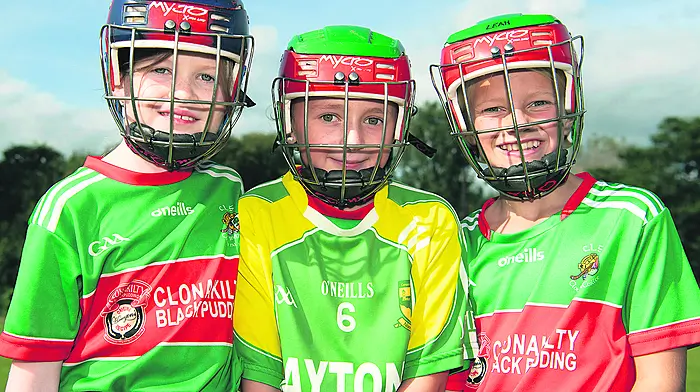 At the start of the Clonakilty GAA Parish Leagues (hurling and camogie) at the club’s headquarters in Ahamilla were  Cadhla Stapleton, Leni Anglin and Leah O’Brien.(Photo: Martin Walsh)