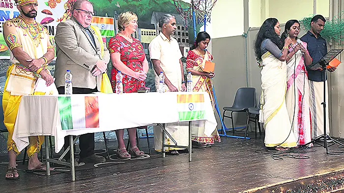 County mayor Danny Collins and his partner Noreen Coakley at the inauguration of the Bantry Indian Onam celebration in the Bantry Boys Club, celebrating the culture of the southern state of Kerala.
