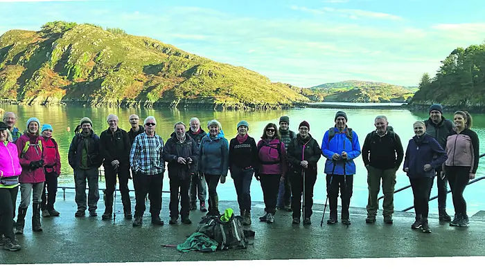 Walkers gathering at Lough Hyne for walk to well Image