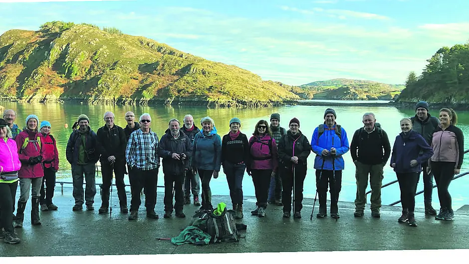 Walkers gathering at Lough Hyne for walk to well Image