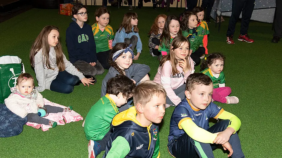 Children at the official opening of the Kilmacabea GAA gymnasium at the John William Goulding complex.  
(Photo: Martin Walsh)