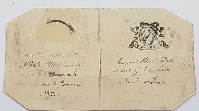 Controversial Collins’ hair sells for €21,000 Image