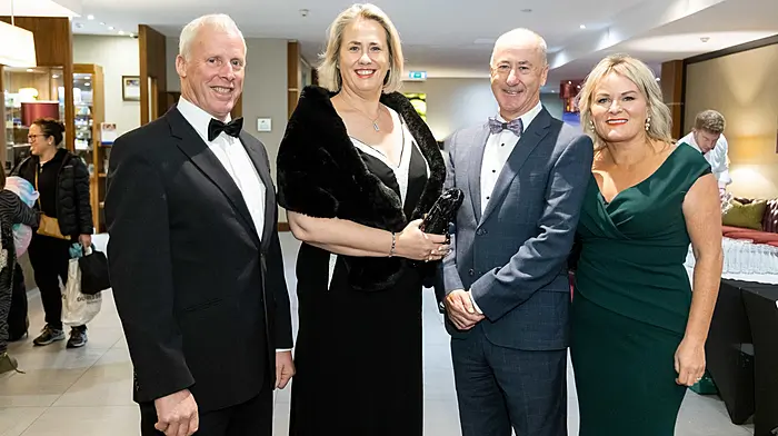 Pat Collins from Baltimore with Cllr Karen Coakley, Skibbereen, Cllr Alan Coleman and Yvonne Coleman, Innishannon, at the Cork Jazz Ball in aid of Spinal Injuries Ireland. Photo: Michael O'Sullivan /OSM PHOTO