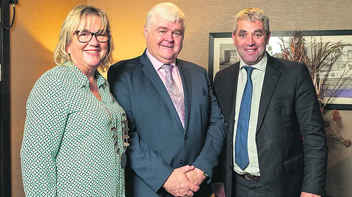 Chief Superintendent Con Cadogan pictured with Cllr. Marie O’Sullivan, Chair of the Bandon and Kinsale District and Senator Tim Lombard at a special dinner to mark his retirement from An Garda Siochana in Actons Hotel Kinsale this weekend.
Picture. John Allen