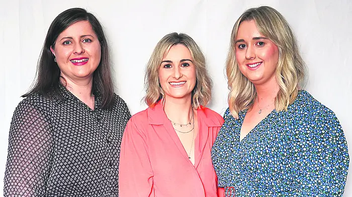 At the recent Fastnet Rally 40 celebrations at the West Cork Hotel, Skibbereen were sisters Sheena O’Mahony, Rosscarbery; Michelle Sheehan, Timoleague and Amy Gallwey, Leap. 	                                                           Photo: Martin Walsh.