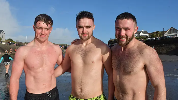 Liam McCarthy, Donnchadh and James Maguire, Castlehaven after a dip inTragumna.