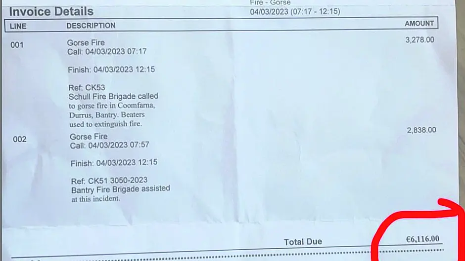 Ballydehob man gets €6k bill for 999 gorse fire call Image