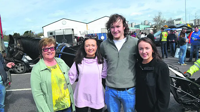 Mary, Aoife and Fiona Harte with Gary Lenihan enjoying the recent cheval ride in Skibbereen.(Photo: Anne Minihane)