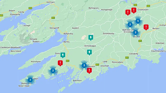 Weather warning issued as wind and rain spark outages across West Cork Image