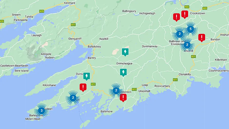 Weather warning issued as wind and rain spark outages across West Cork Image