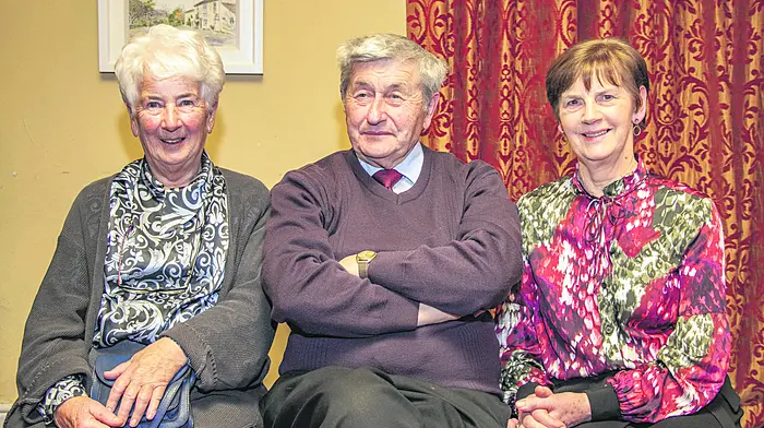 Enjoying Barryroe National School's class of 1972 50th reunion last weekend were former teachers Eileen Foley, Seán De Barra and Nora O'Sullivan. (Photo: Gearóid Holland)