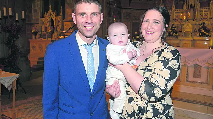 At St Patrick’s Church in Bandon for the christening of baby Kyron Prendergast were parents Ashley Moore and Eoin Prendergast. (Photo: Denis Boyle)