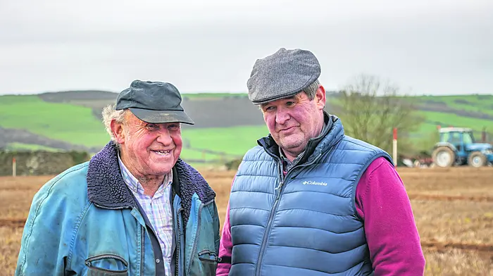 Dan Joe O'Driscoll and West Cork Ploughing chairman Kieran Keohane at the recent Clogagh Ploughing Match.