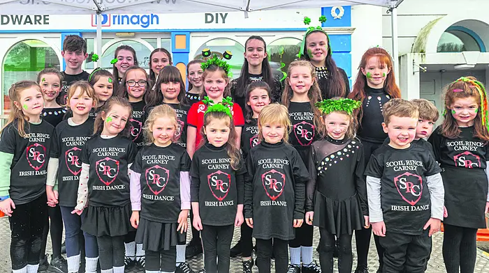 Members of Scoil Rince Carney Irish Dance Group at Bantry’s parade. (Photoo: Andy Gibson)