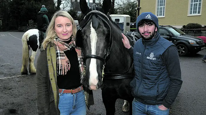 NEWS 3/12/2023 Pictured at the Cheval Ride at Ballinadee Co Cork on Sunday was Alannah Prendergast and Sean Twomey from Rosscarbery with Mable.  Picture Denis Boyle