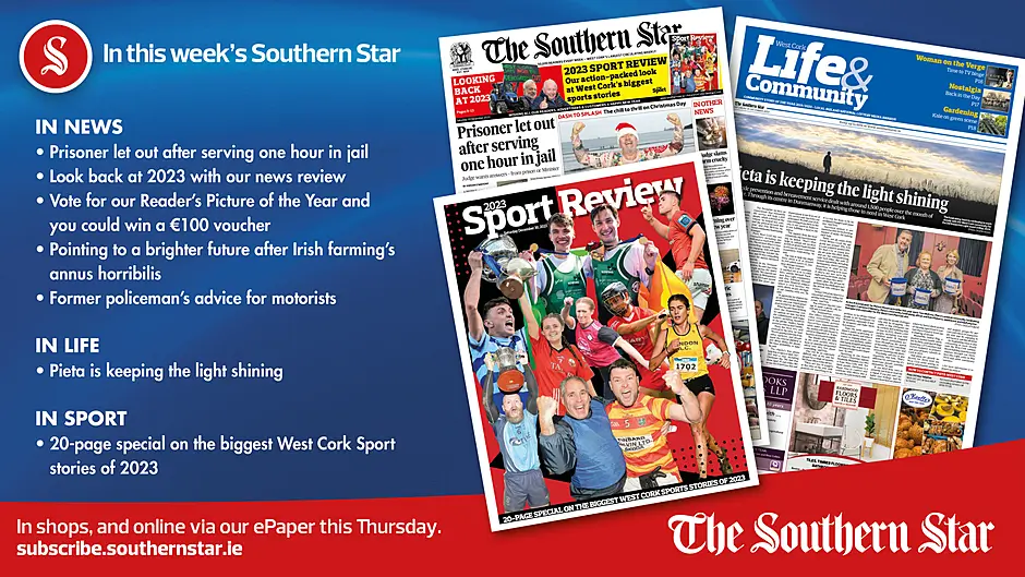 IN THIS WEEK'S SOUTHERN STAR: Prisoner let out after serving one hour in jail; 2023 News and Sport review; Pieta is still a shining light Image
