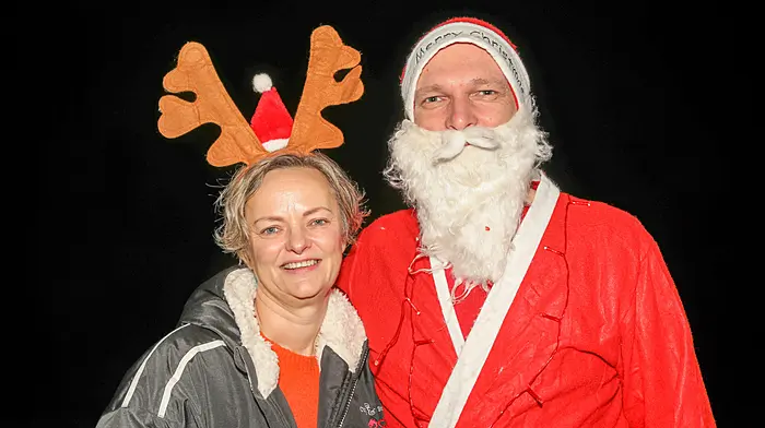 Lynda
and Kevin Forde from Carrigaline
were up early for their
Christmas morning swim at
Fountainstown. (Photo: David Creedon)