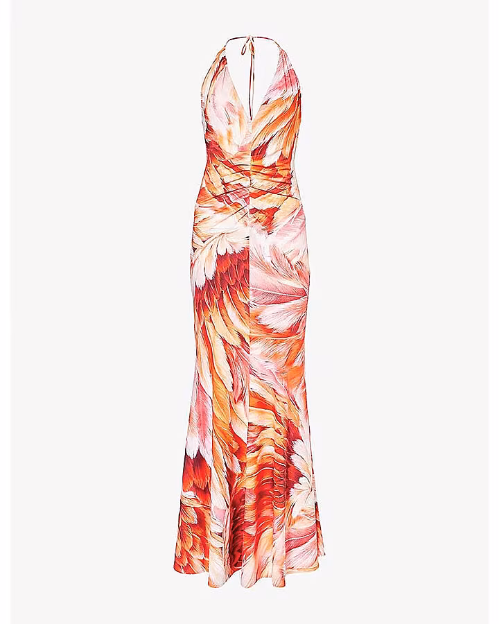 Roberto-Cavalli-Women's-Red-Floral-print-Halterneck-Stretch-woven-Maxi-Dress