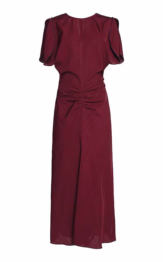victoria-beckham-red-satin-gathered-midi-dress-2