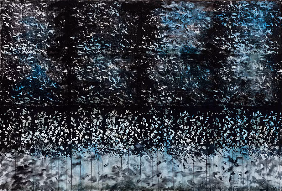 AL---Large-Colony-Collapses,-Screenprint,-2023,-acrylic-ink-and-oil-on-canvas,-100-x-150-cm