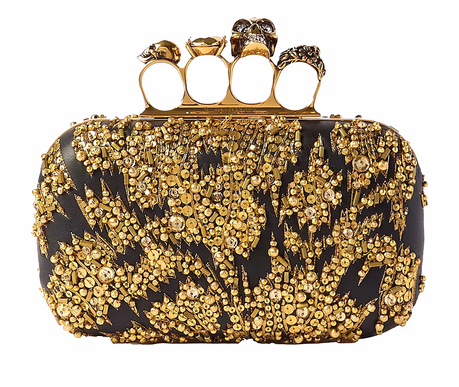 MCQUEEN-Skull-Four-Ring-Embellished-Leather-Clutch---Women---Gold-Clutch-Bags-NETAPORTER