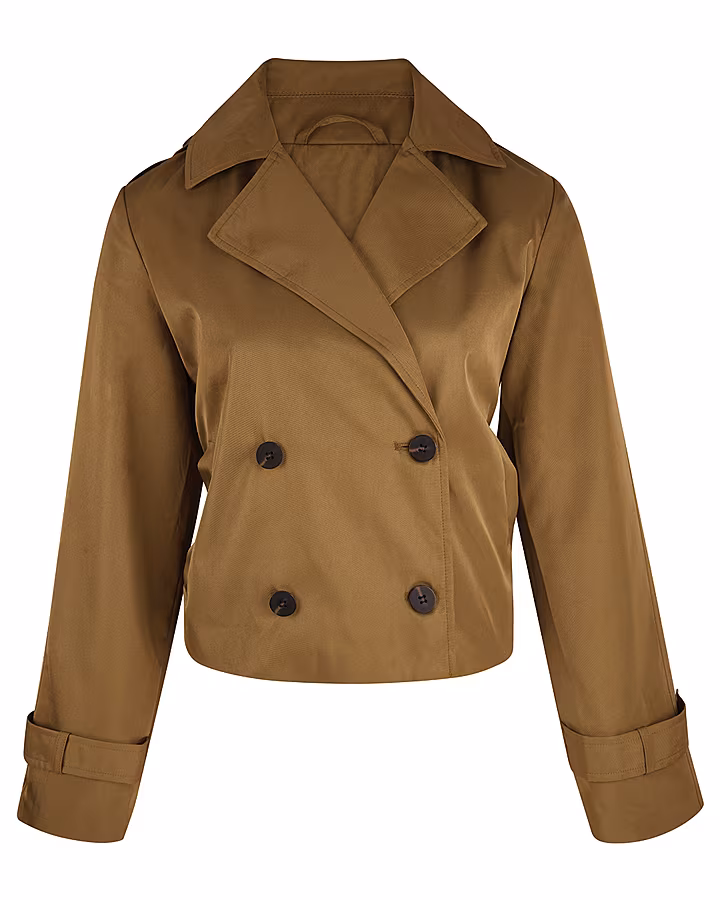 Khaki-cropped-trench,-€36.99
