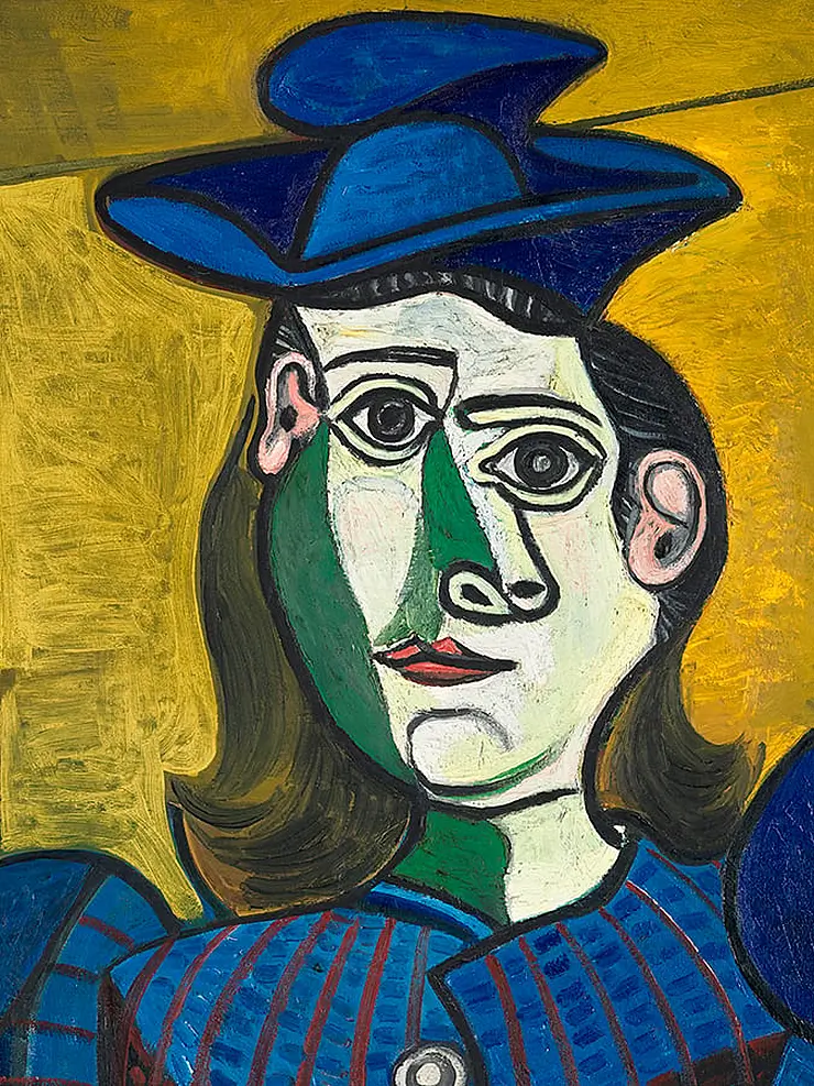 Bust of A Woman With A Blue Hat