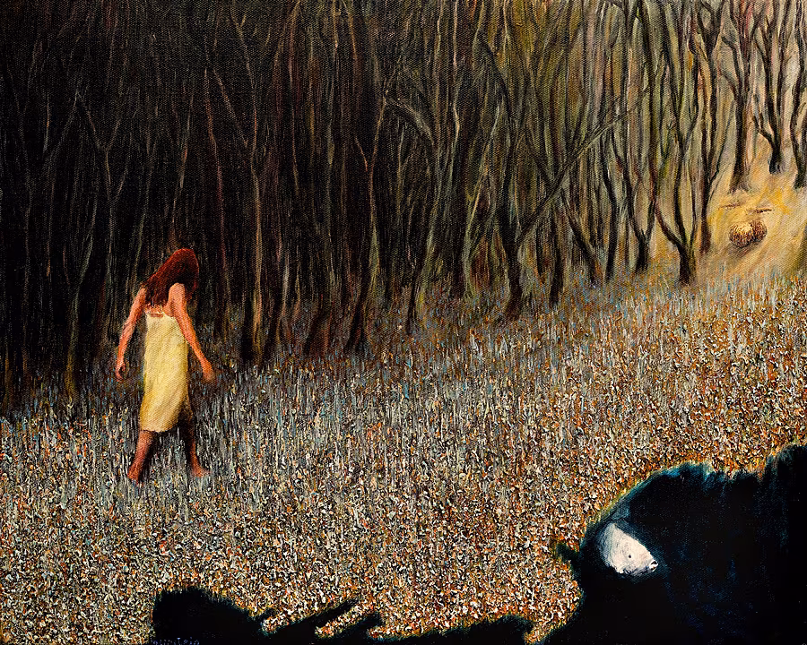 Spirit-Walking-Towards-Light,-oil-and-gold-leaf-on-canvas,-40-x-50-cm,-2011-–-2018-jpg