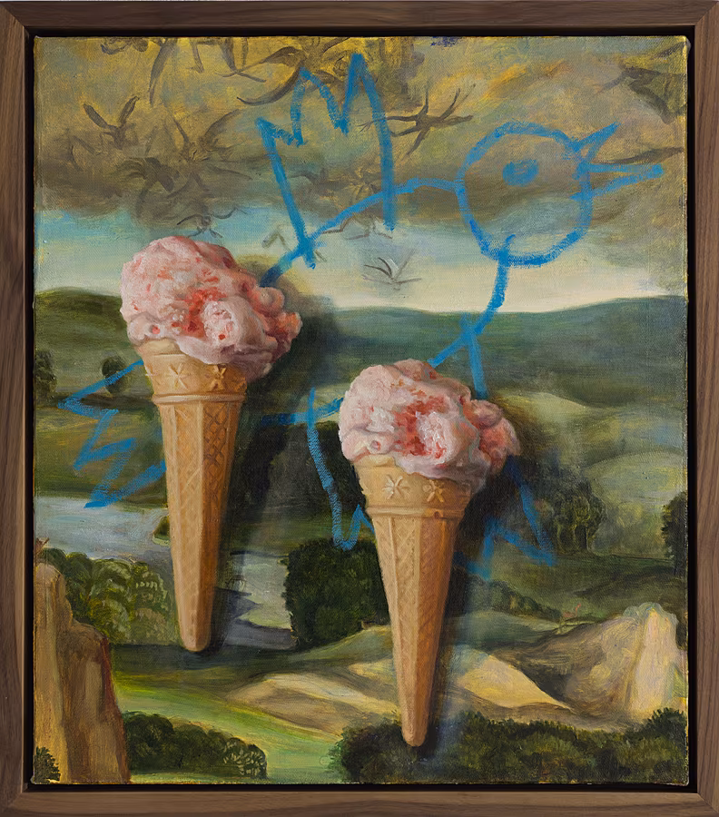 Geraldine-O’-Neill-Melting-Point,-2025-Oil-on-linen-44-x-39-cm-(framed)