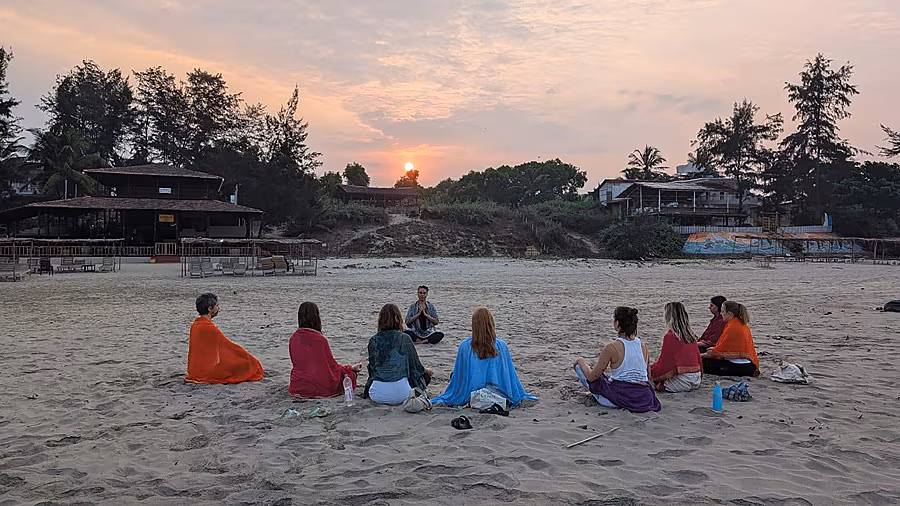 India---yoga-on-beach