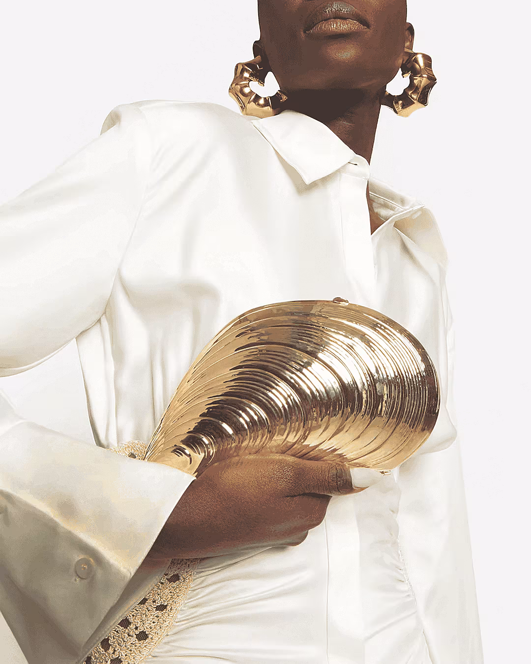 Simkhai Bridget metal shell clutch