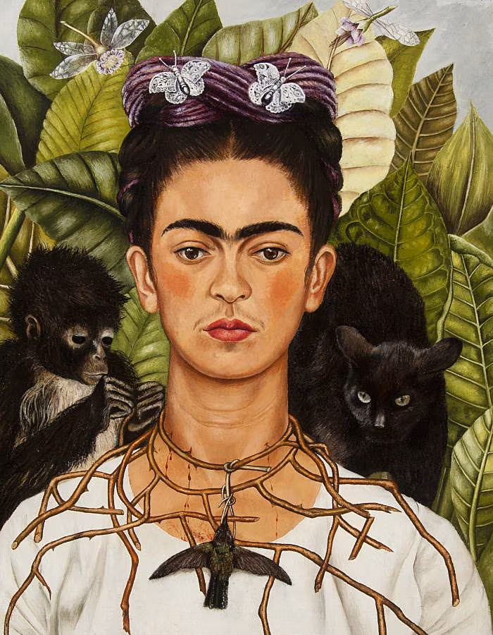 Frida Kahlo - Untitled Self-portrait with thorn necklace and hummingbird