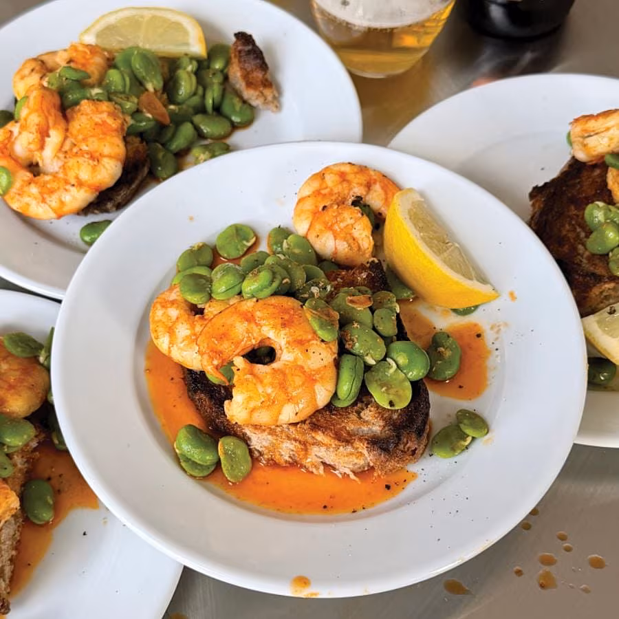 Prawns and Broad Beans