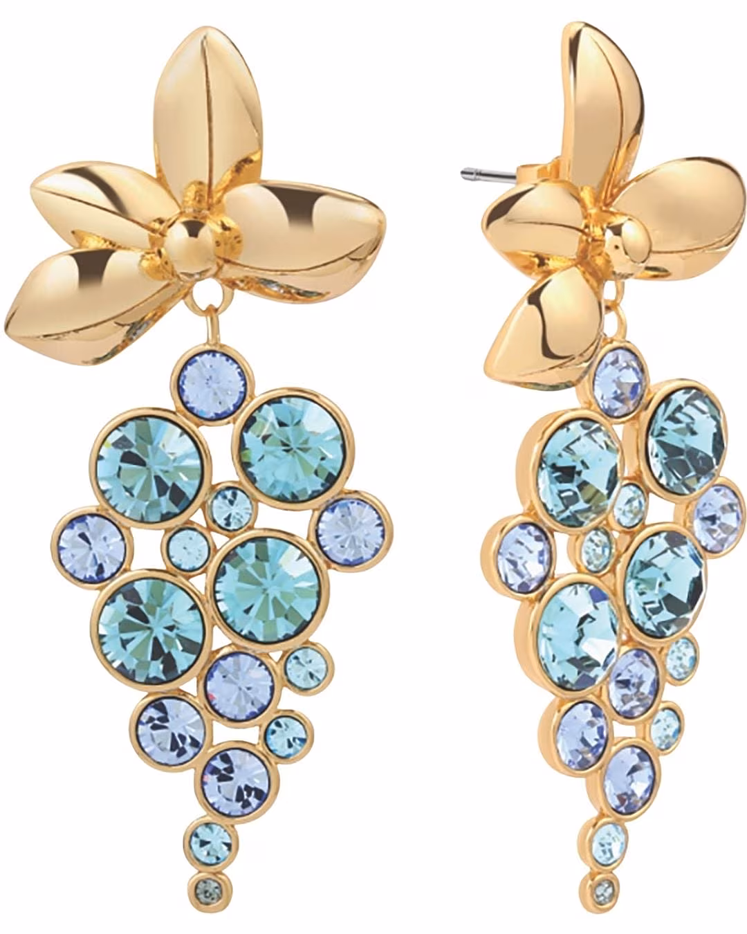 Gold-plated blue crystal earrings, NEWBRIDGESILVERWARE