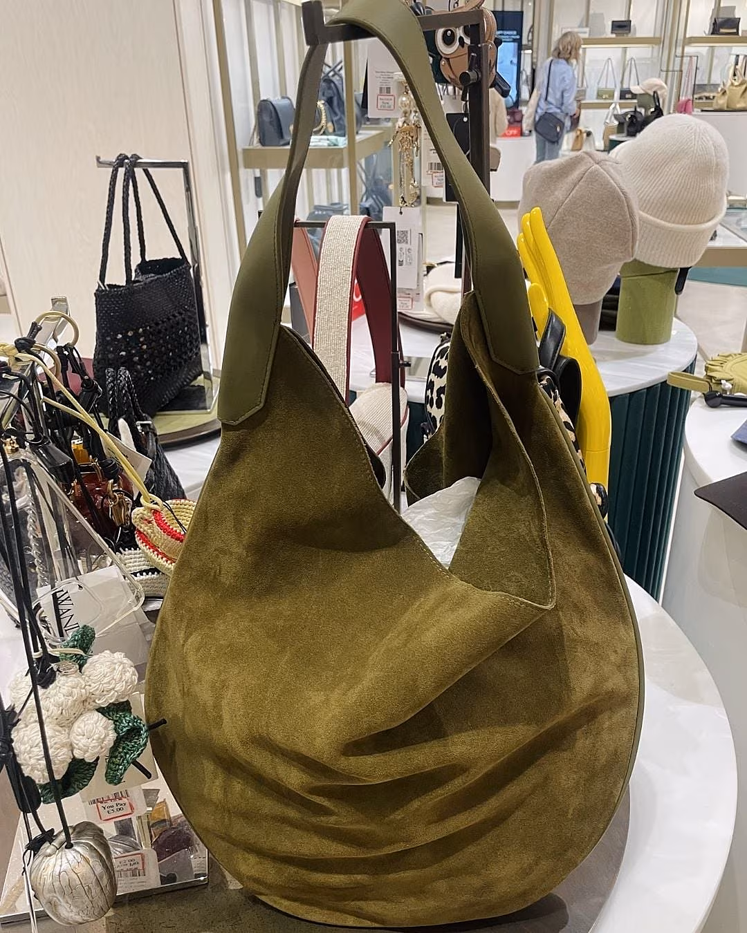 Victoria Beckham olive suede bag