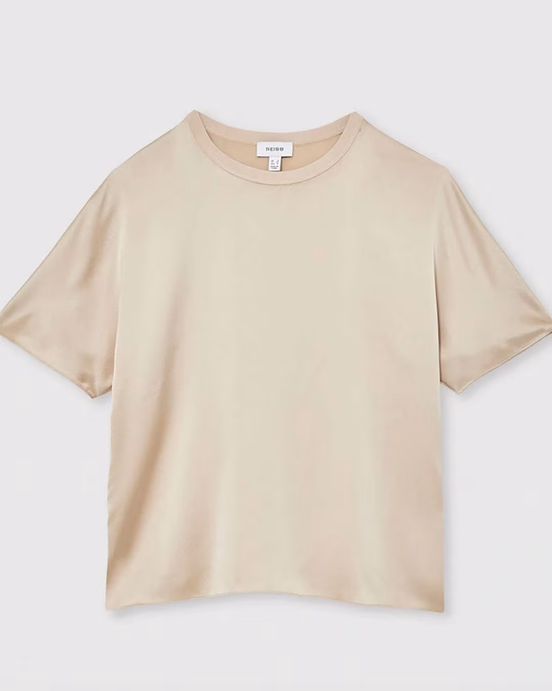 Champagne Lena silk short-sleeve top Reiss