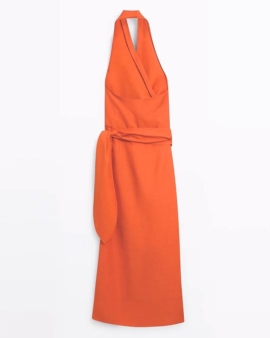 Copper draped linen dress Massimo Dutti