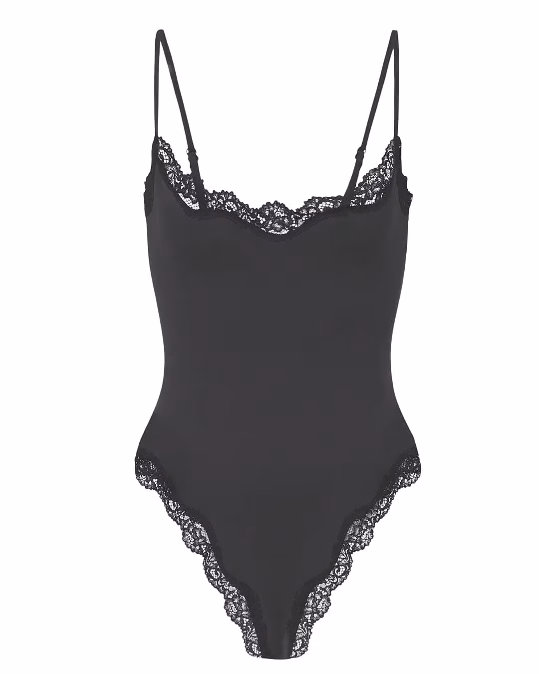 Black Fits Everybody lace-trimmed bodysuit, SKIMS