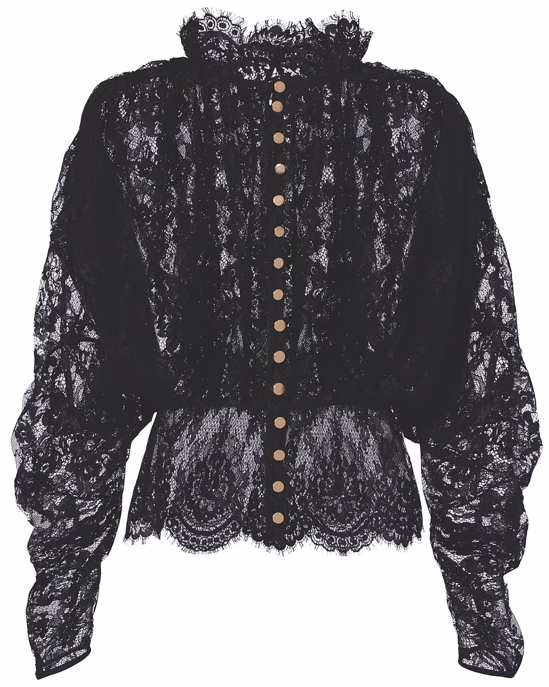 Black highneck lace blouse SELF-PORTRAIT.COM.