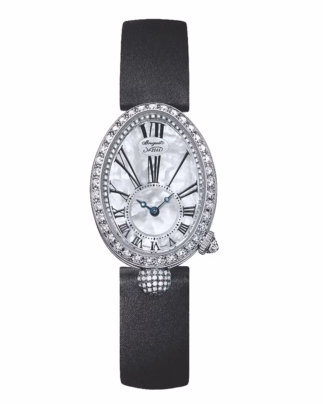 S18ct white gold Reine De Naples Mother of Pearl diamond watch, BREGUET, at Weir & Sons