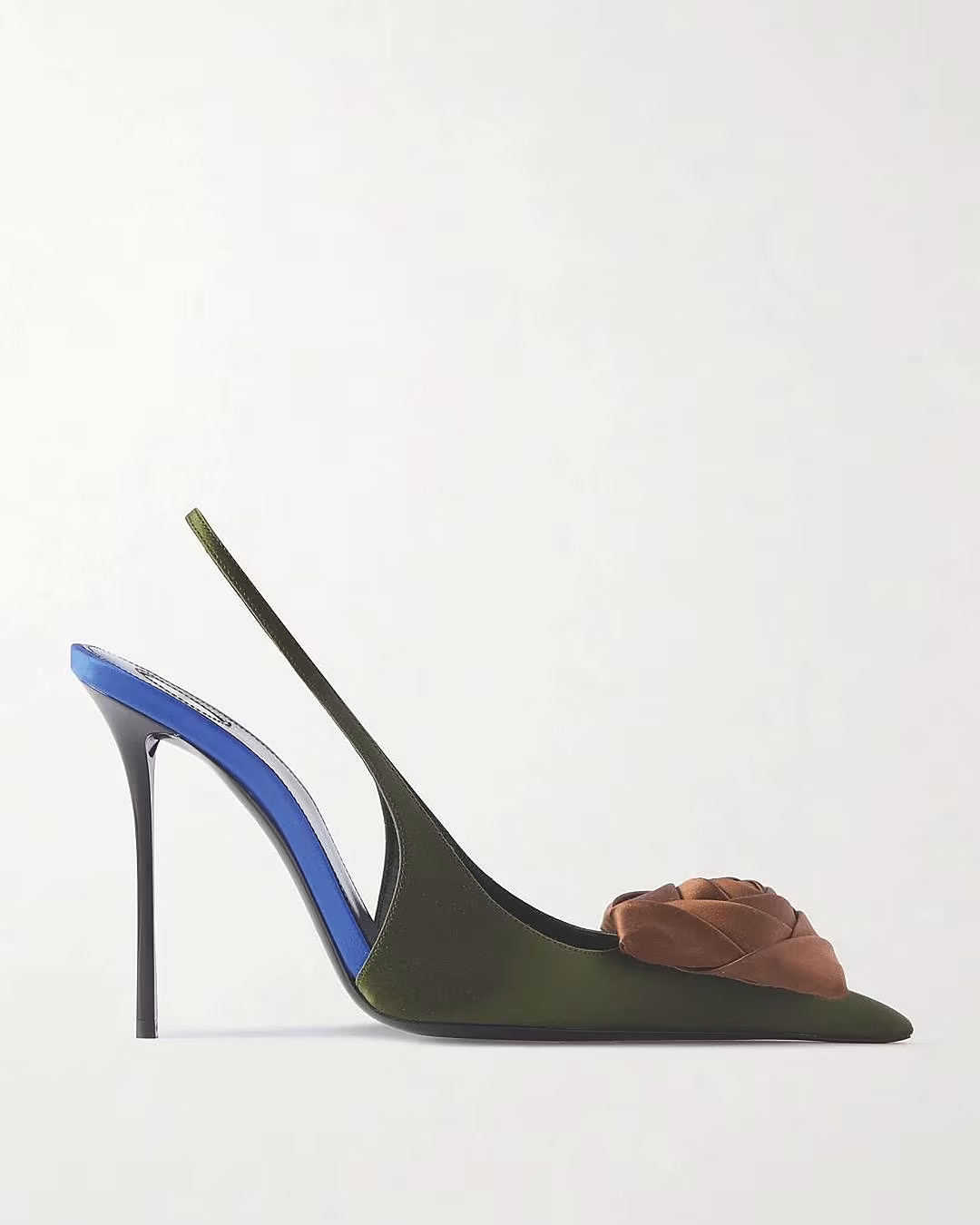 Saint Laurent Amalia Applique?d Satin Slingback Sandals