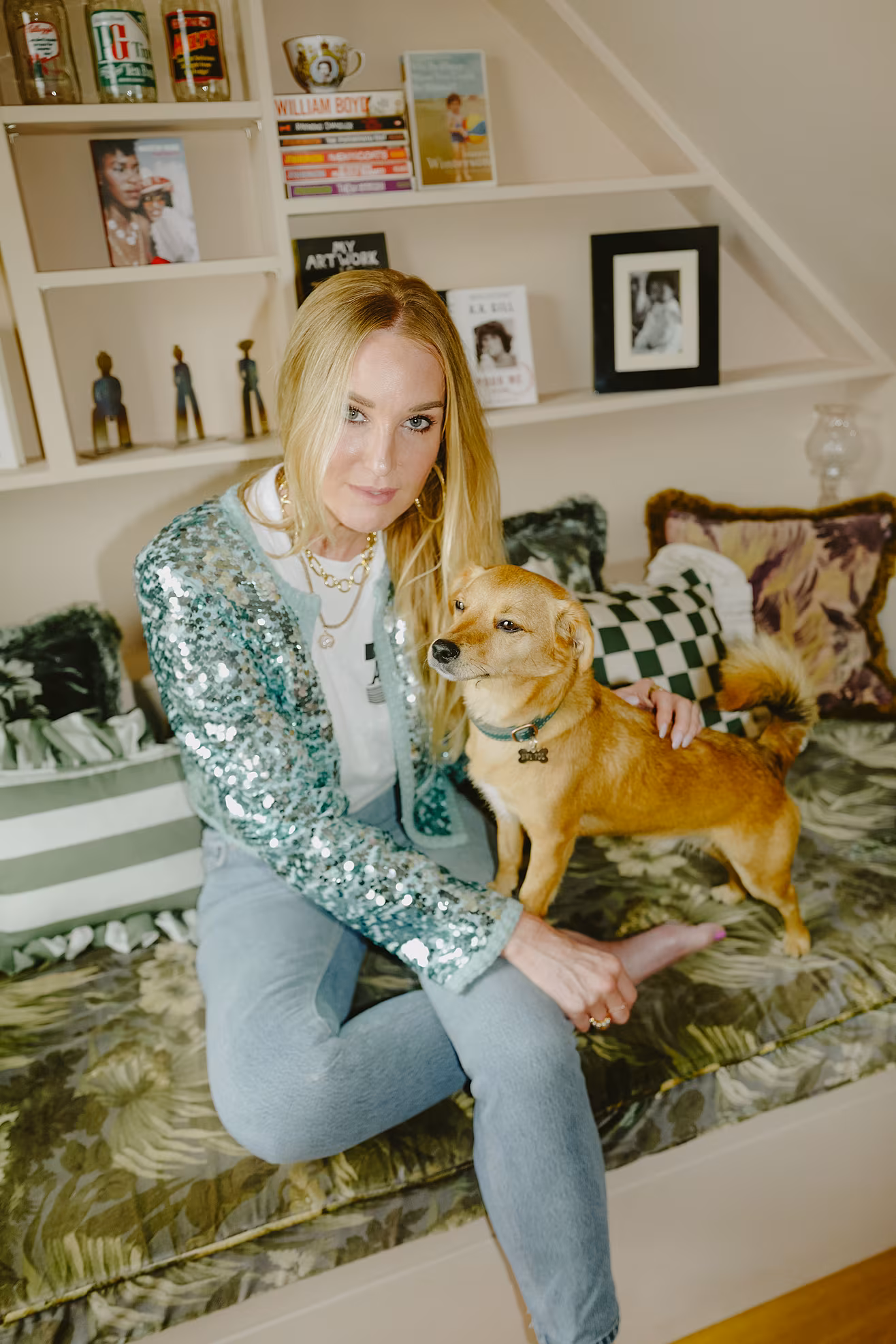 Zoe Mills and Dog on couch
