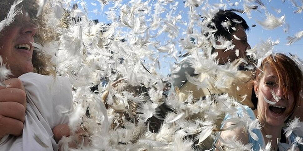 Giant pillow fight in Dublin