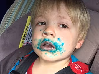 Kid Denies Eating Cupcake But....