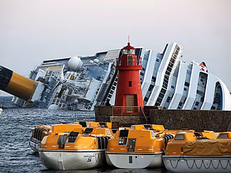 Costa Concordia now upright