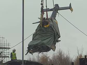 Helicopter lifted from wreckag...