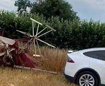 A Tesla Turns Into A Tractor T...