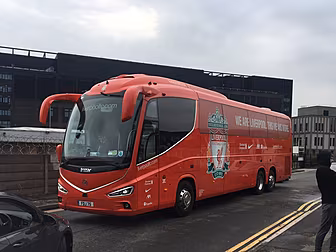 Liverpool coach blocked en rou...